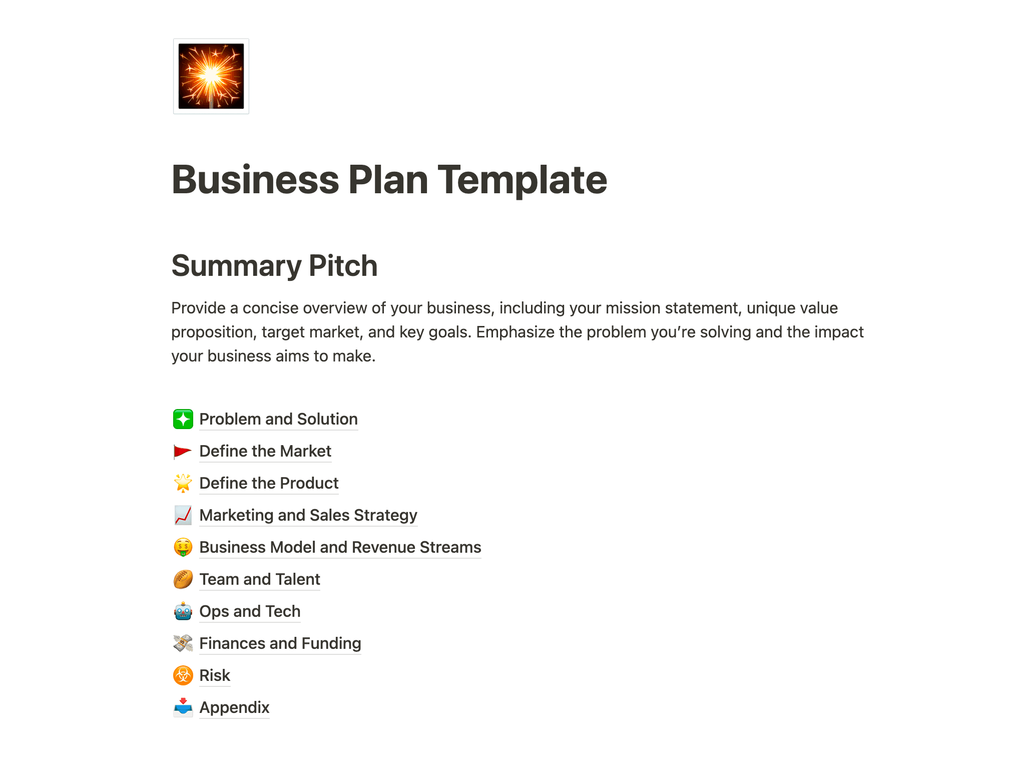 Business plan template