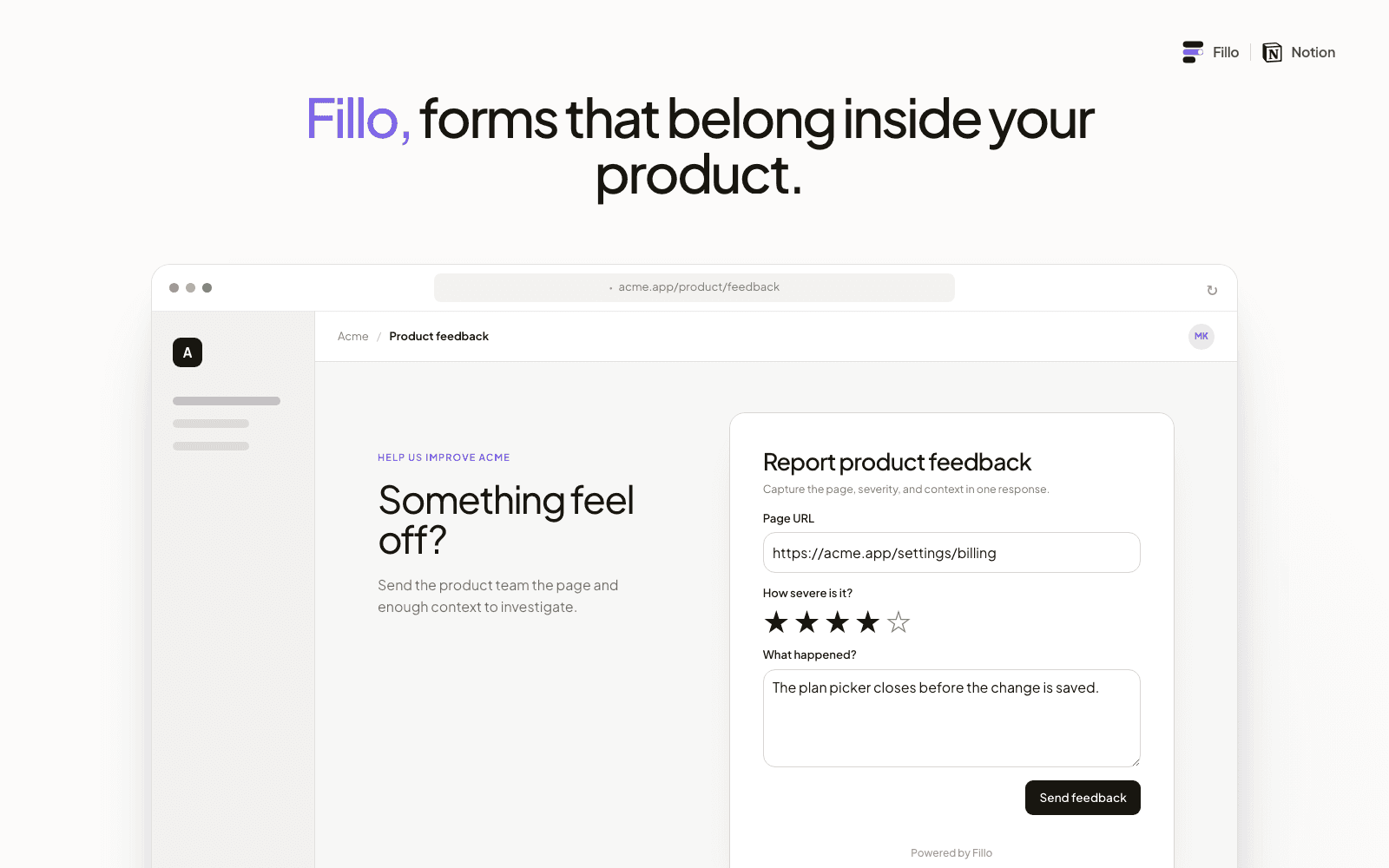 Send native product form responses to structured Notion databases.