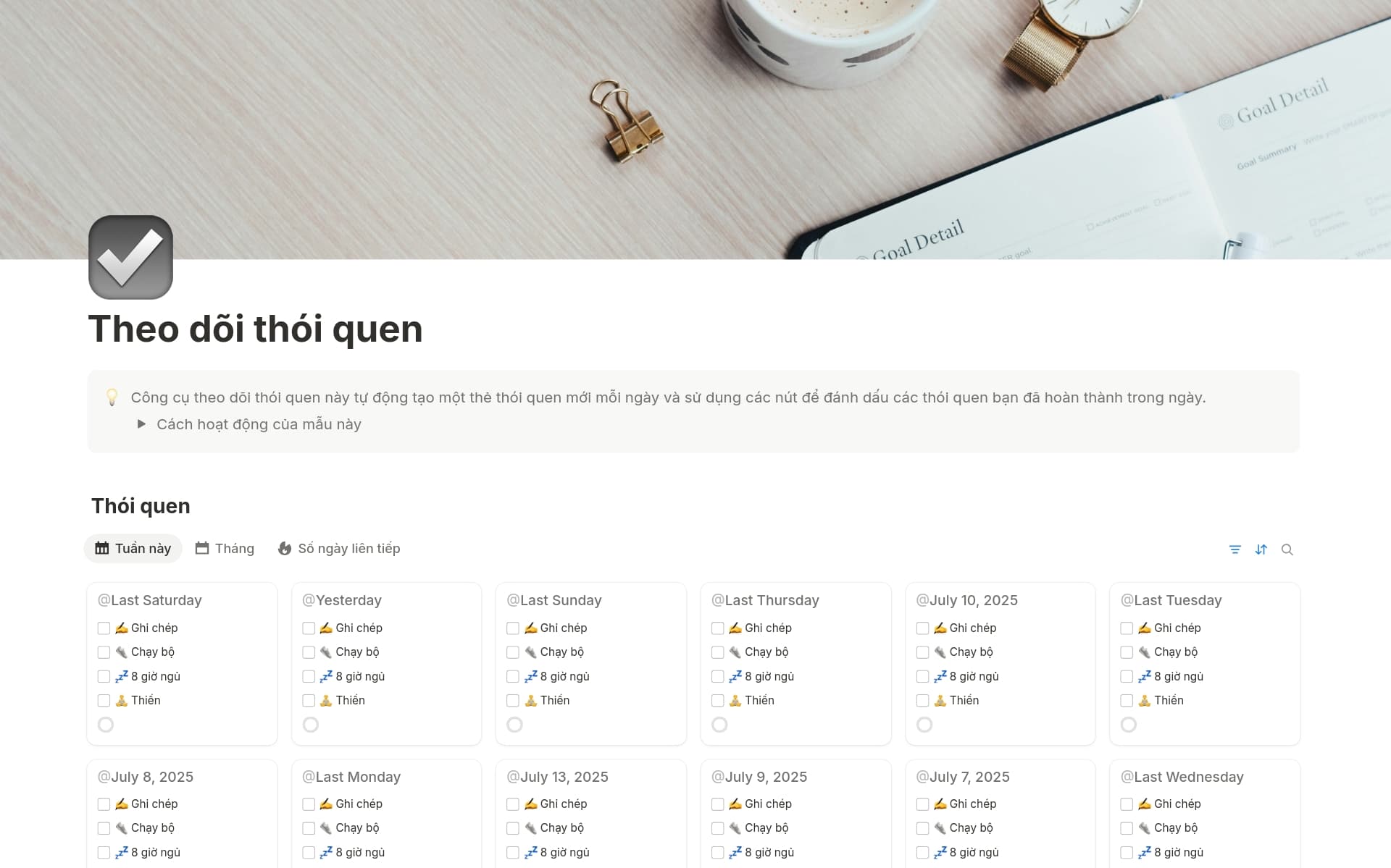 Ảnh chụp bộ sưu tập Trung tâm năng suất của bạn do Notion tạo